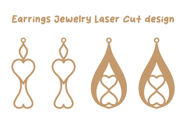 Vettore design con taglio laser per gioielli con orecchini di san valentino
