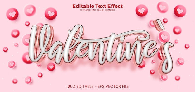 Valentines Editable text effect 3d text effect template