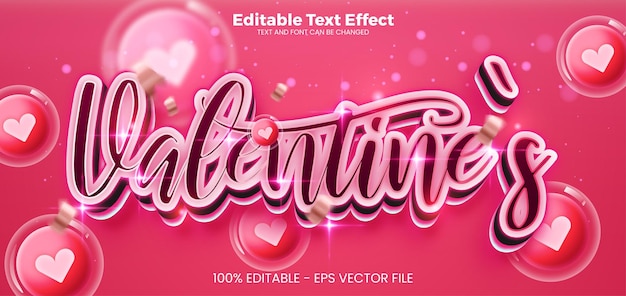 Modello di effetto testo 3d con effetto testo modificabile di san valentino