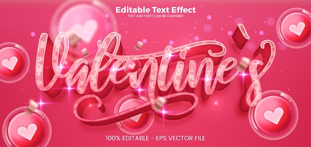 Valentines Editable text effect 3d text effect template