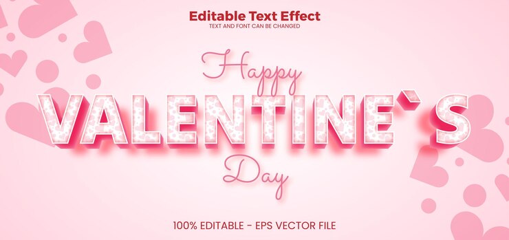 Vector valentines editable text effect 3d text effect template