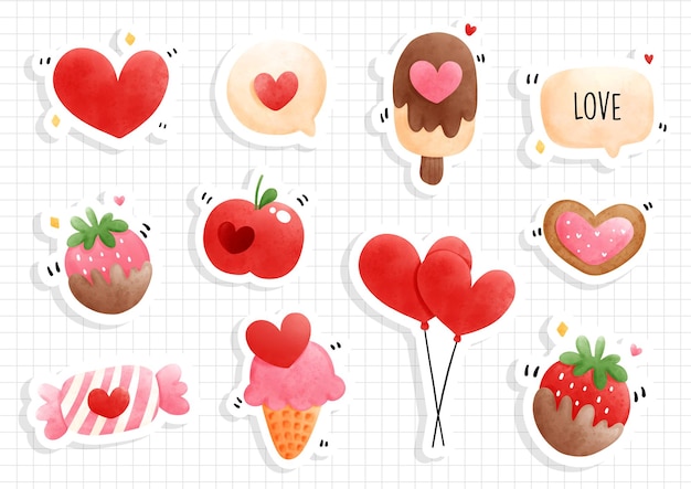 Valentines element sticker sheet