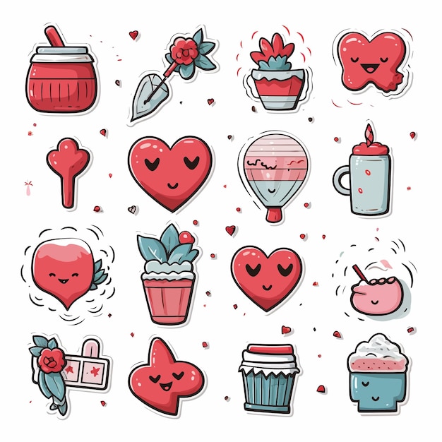 Vector valentines elements stickers pack