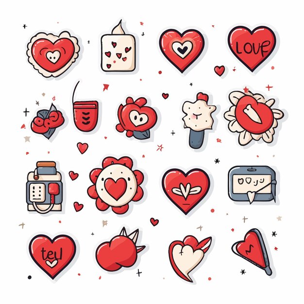 Vector valentines elements stickers pack