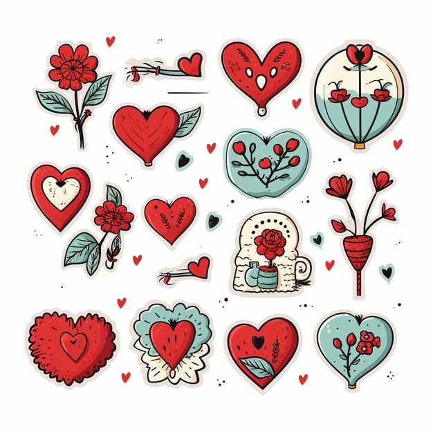 Vector valentines elements stickers pack