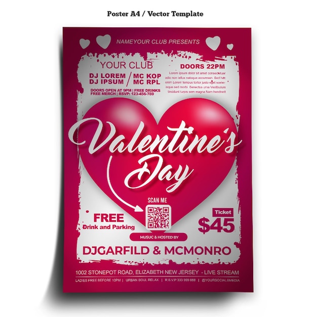 Valentines event party day poster template