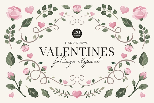 Vector valentines foliage graphic pack v2 in vector eps