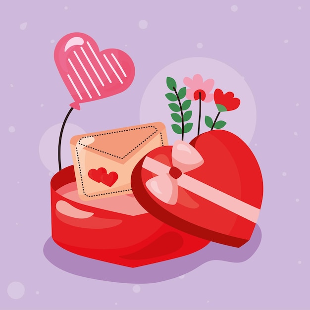 Vector valentines heart gift box