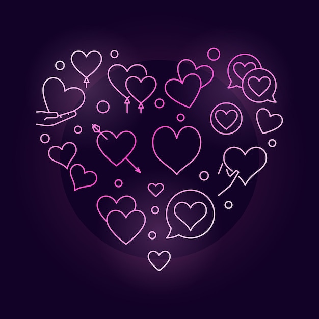 Valentines heart pink vector creative line illustration