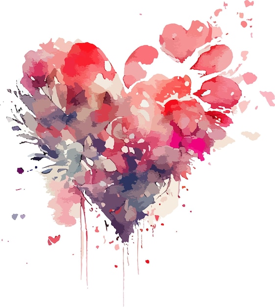 valentines, heart, watercolor