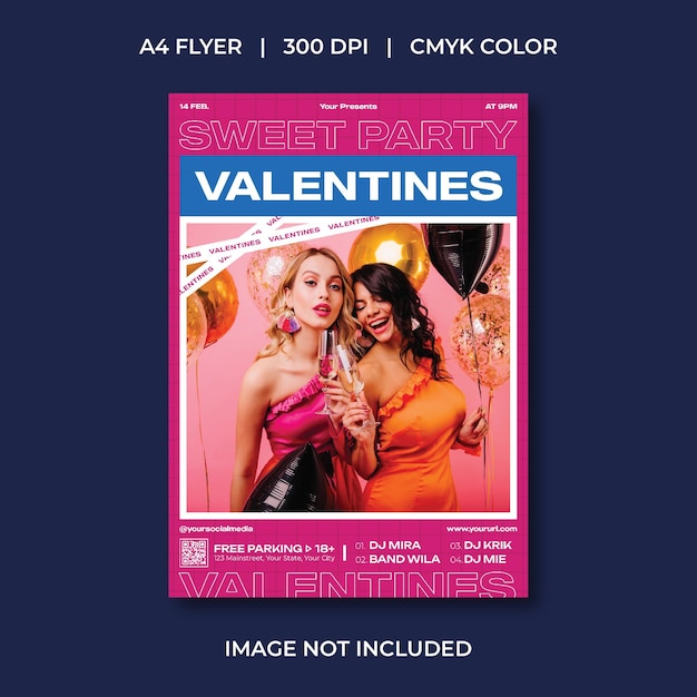 Vector valentines party flyer