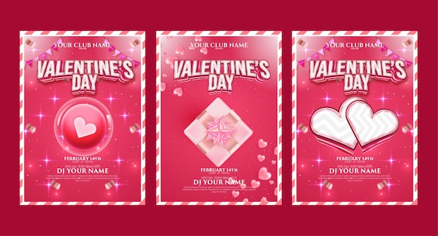 Valentines party poster background with gift cloud sparkling and other