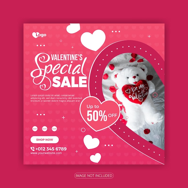 Valentines special sale social media banner unique design