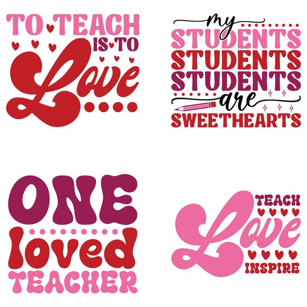 valentines teacher retro svg design file