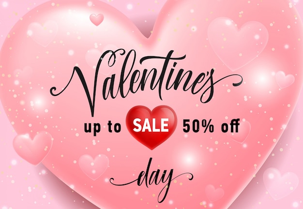 Valentines verkoop belettering op roze hart