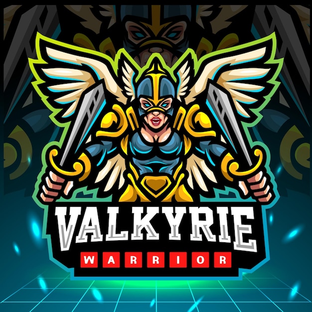 Valkyrie mascotte esport logo ontwerp