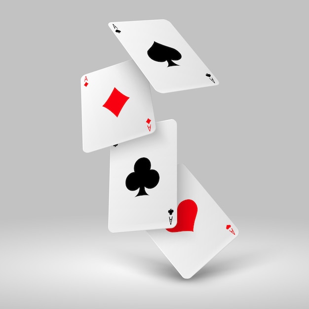 Vallend poker met speelkaarten van azen