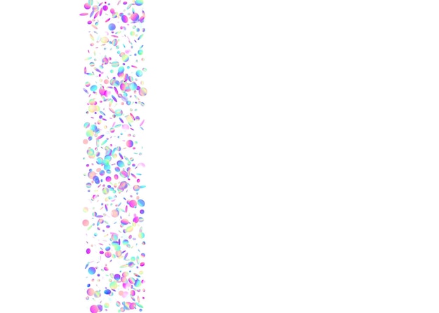 Vallende Confetti. Heldere folie. Regenboog achtergrond. Violet partij glitter. Retro spandoek. Glanzende kerst serpentijn. Digitale kunst. Glitch schittert. Blauwe vallende confetti