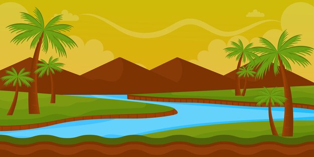 Vector a valley background flat illustration game background