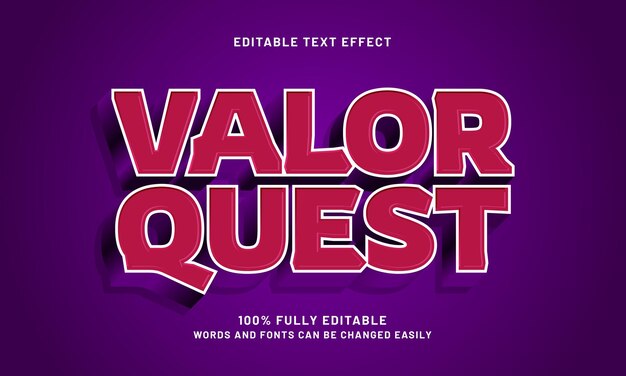 Valor quest bewerkbare tekst-effect met een ridder en held thema