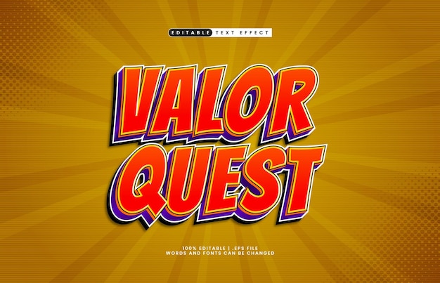 Valor Quest는 기사 및 게임 텍스트 스타일로 편집 가능한 텍스트 효과입니다.