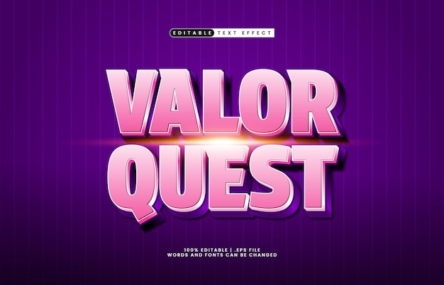 Valor quest редактируемый текстовый эффект с супер и смелым текстовым эффектом