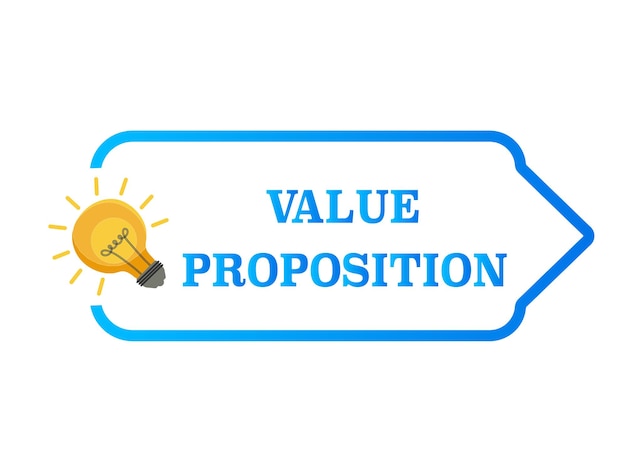 Iconica dell'etichetta della proposta di valore concepto del cliente illustrazione dello stock vettoriale