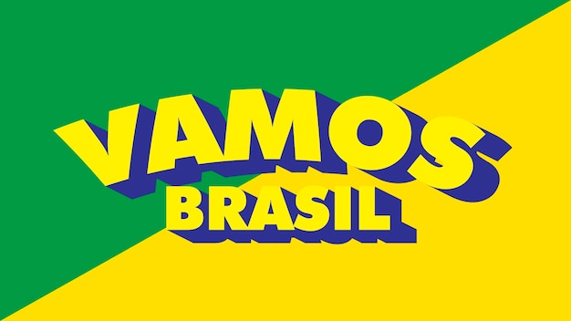 Vector vamos brasil 3d text look