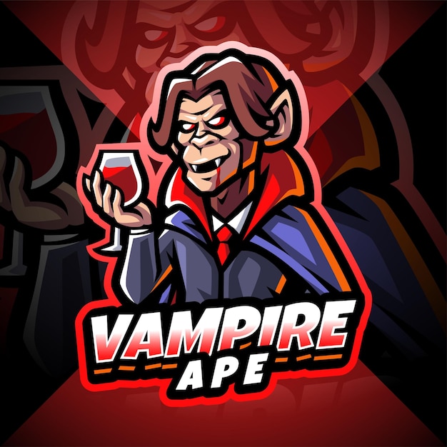 Vampier aap esport mascotte logo ontwerp