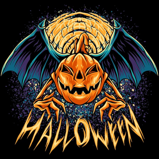 Vector vampire bat pumpkins halloween