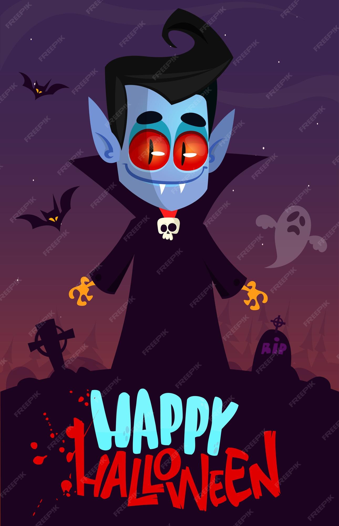 Premium Vector  Happy halloween. vampire cartoon character