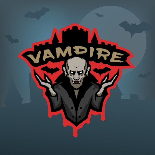 Vettore emblema del vampiro su uno sfondo scuro