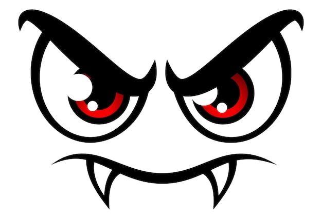 Vector vampire face evil cartoon eyes and mouth with teeth halloween vector graphic