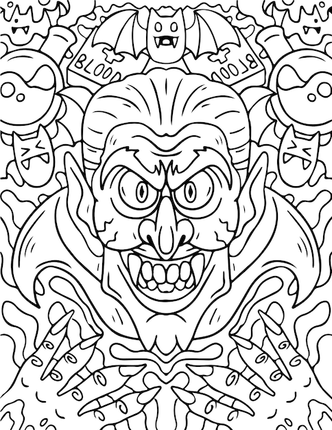 vampire face halloween coloring page