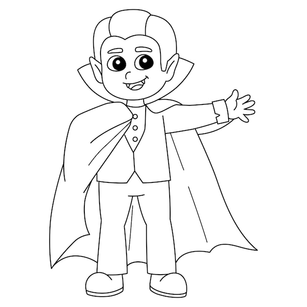 Vampire halloween coloring page isolated for kids