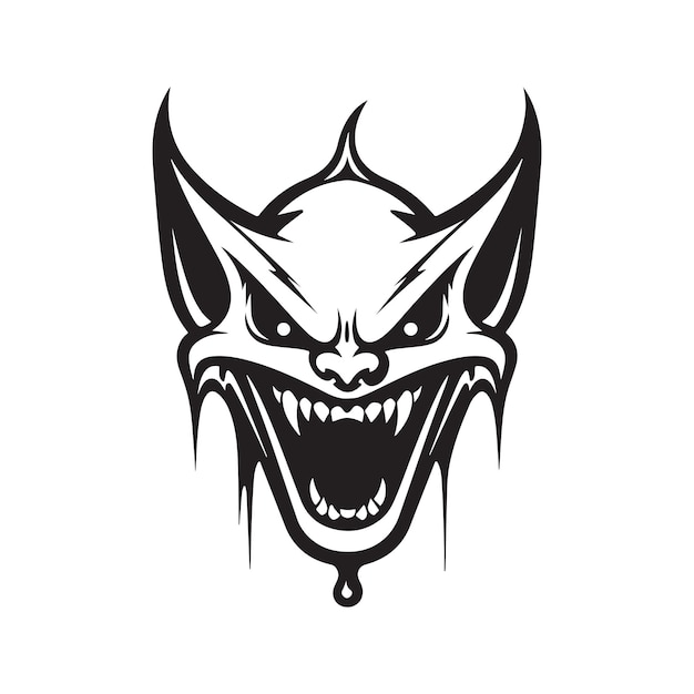 Vampire logo concept black and white color hand drawn illustration