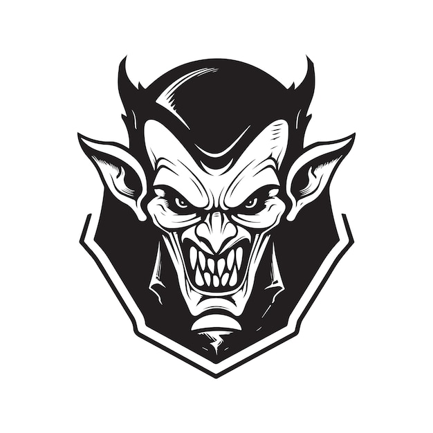 Vampire logo concept black and white color hand drawn illustration