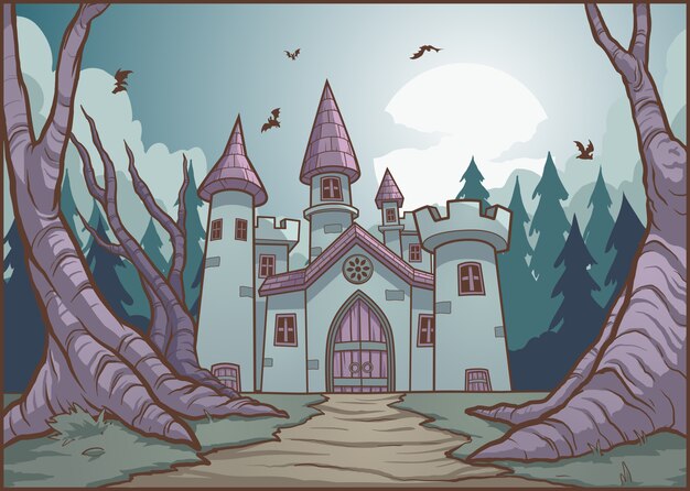 Cartoon vampire with a castle in background Vector Image