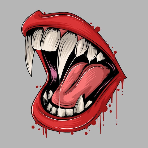 Vector vampire mouth with sharp fangs