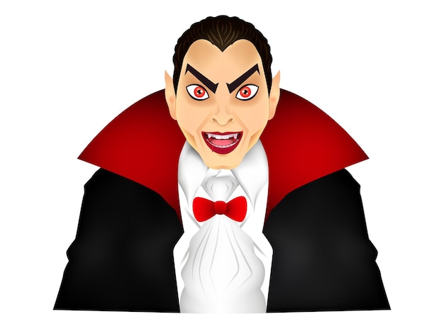 Vettore vampiro in un mantello rosso creepy silhouette di un vettore vampiro