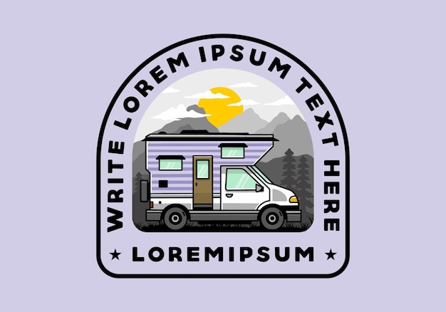 van box camper illustration badge design