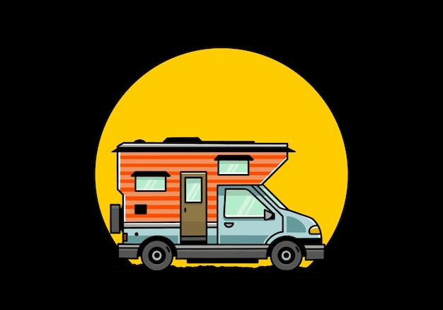 Van box camper illustration badge design