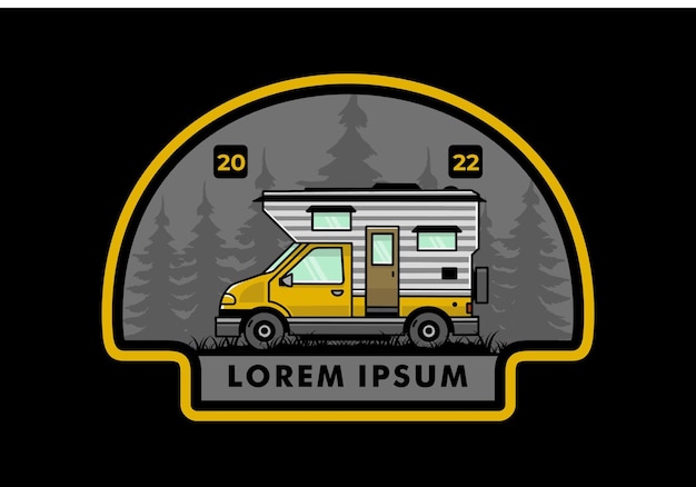 Van box camper illustration badge design