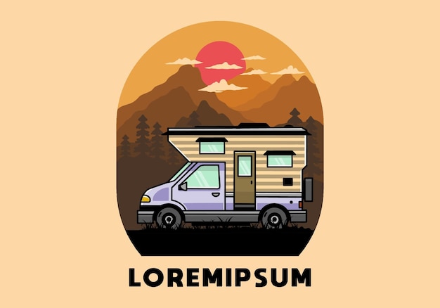 Van box camper illustration badge design