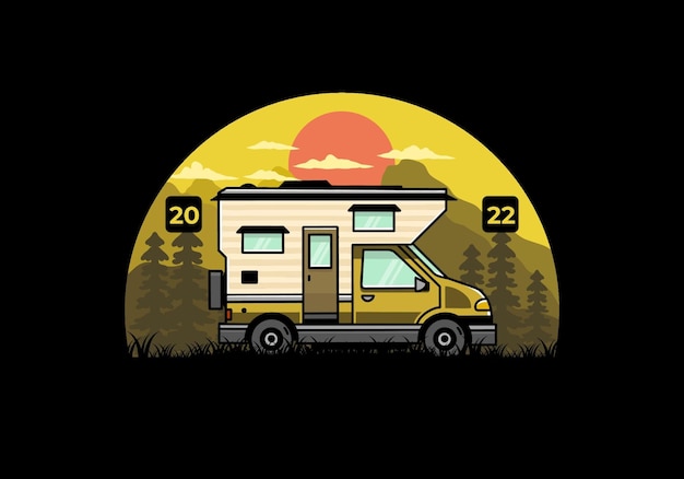 Van box camper illustration badge design