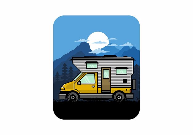 Дизайн значка иллюстрации Van Box Camper