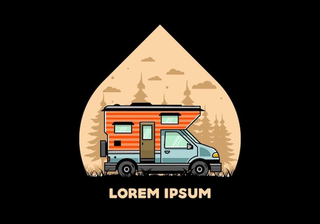 Van box camper illustration badge design