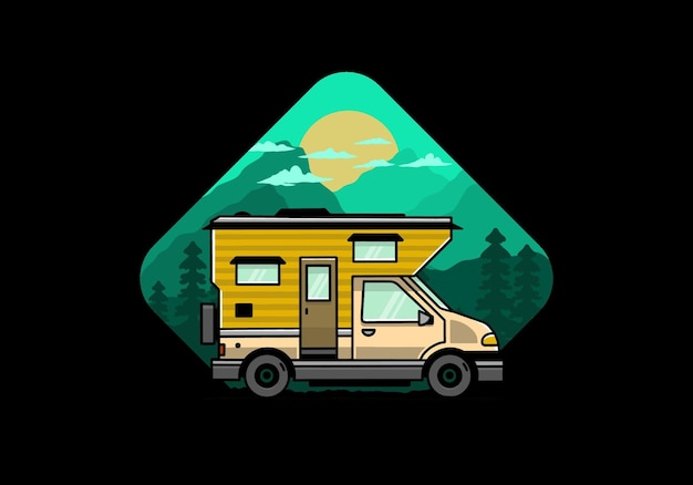 Дизайн значка иллюстрации Van Box Camper