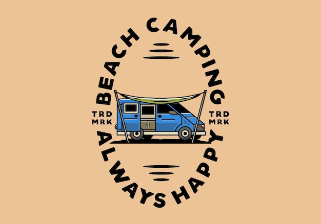 Van camper en buitentent illustratie ontwerp