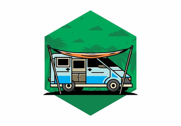 Van camper and flysheet illustration design